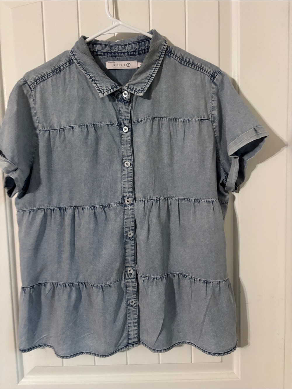Billy T Light Blue Tiered Button-Down Shirt